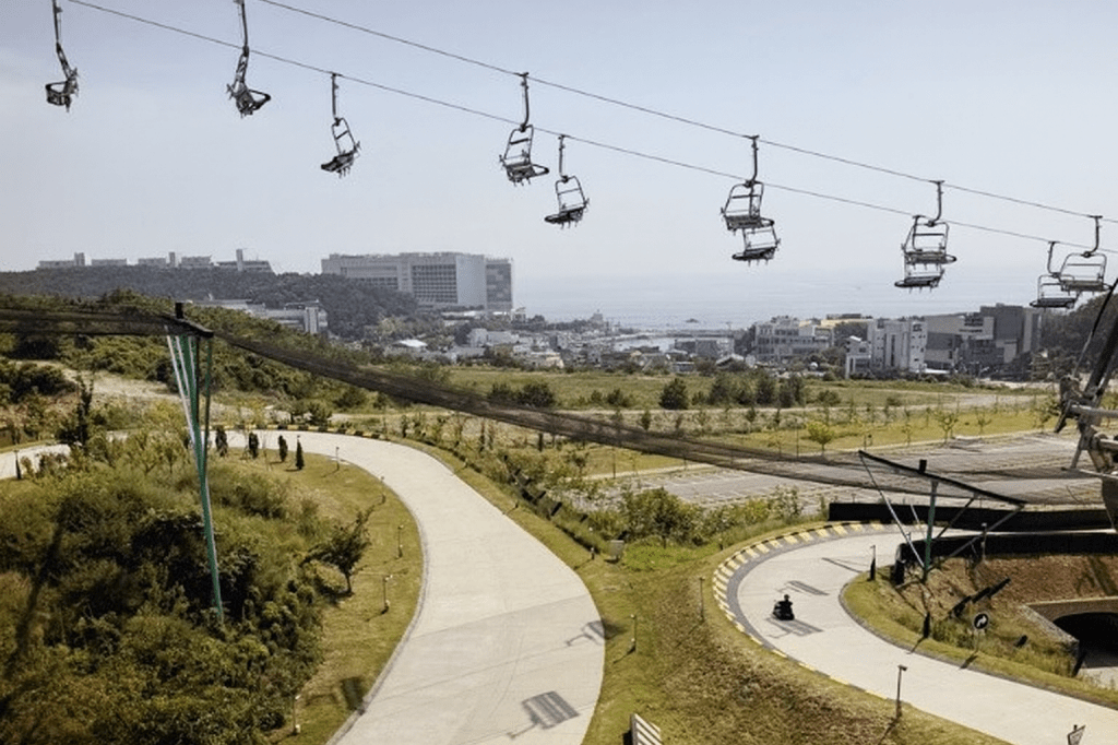 Skyline Luge Busan outdoor track and Skyride chairlift with scenic views