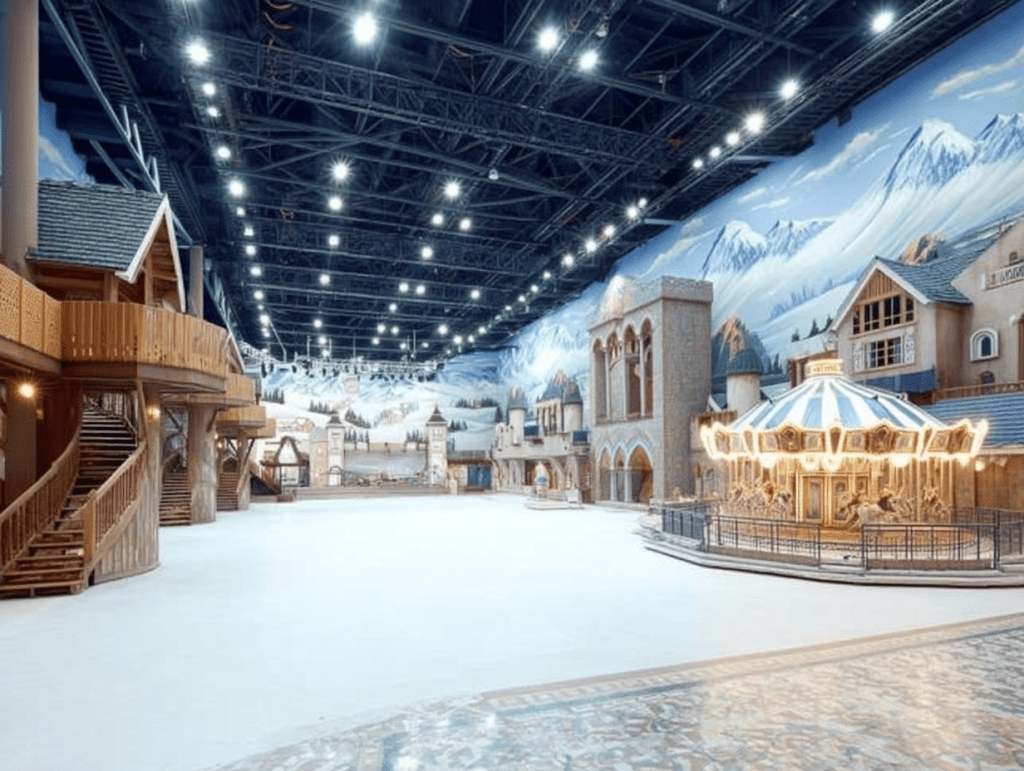 Indoor winter snow park near Seoul with wide open play area for kids