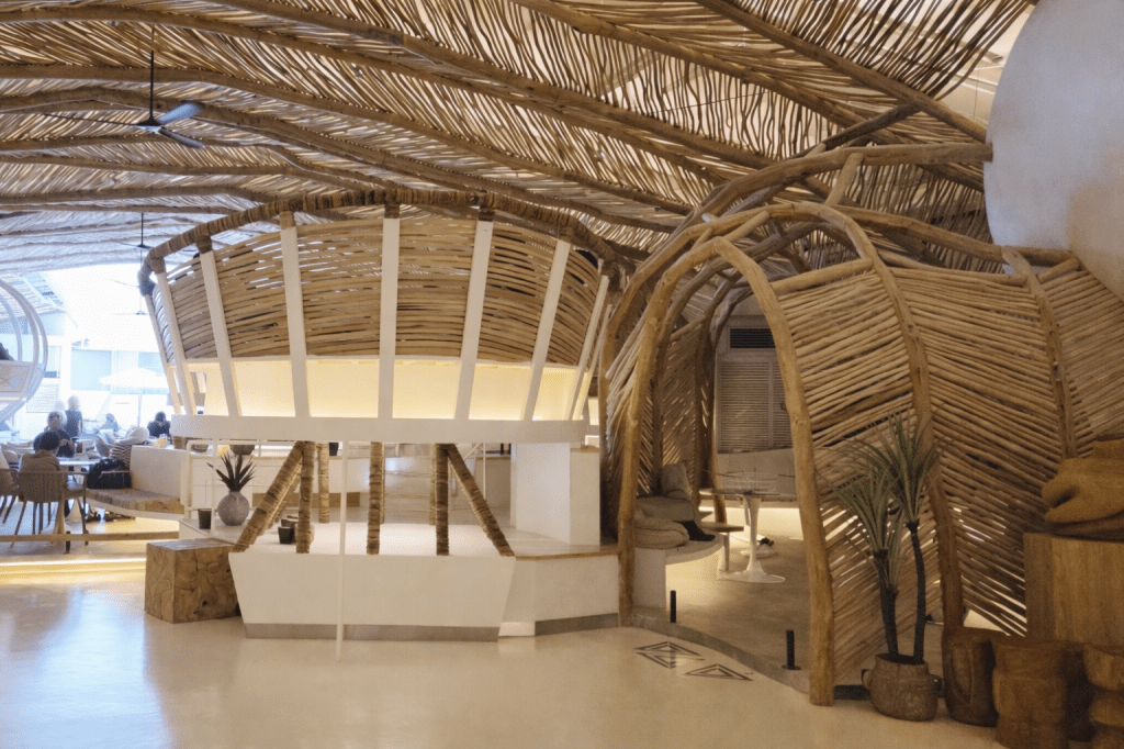 Unique bamboo-designed cafe interior near Seoul with organic architecture